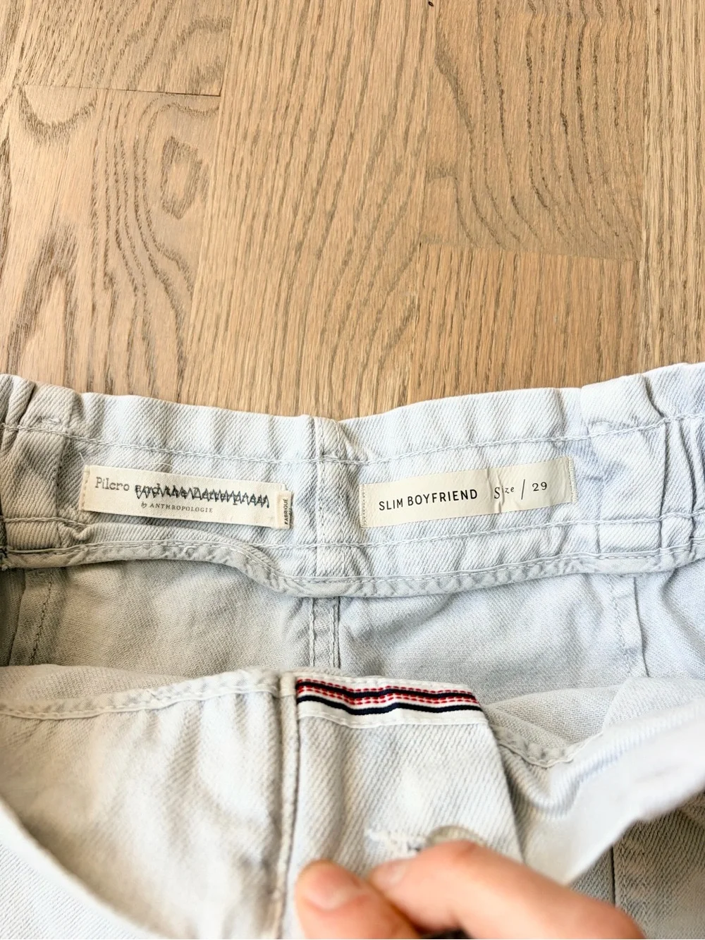 Pilcro by Anthropologie Slim Boyfriend High Waisted Light Wash Denim Shorts - Picture 3 of 8